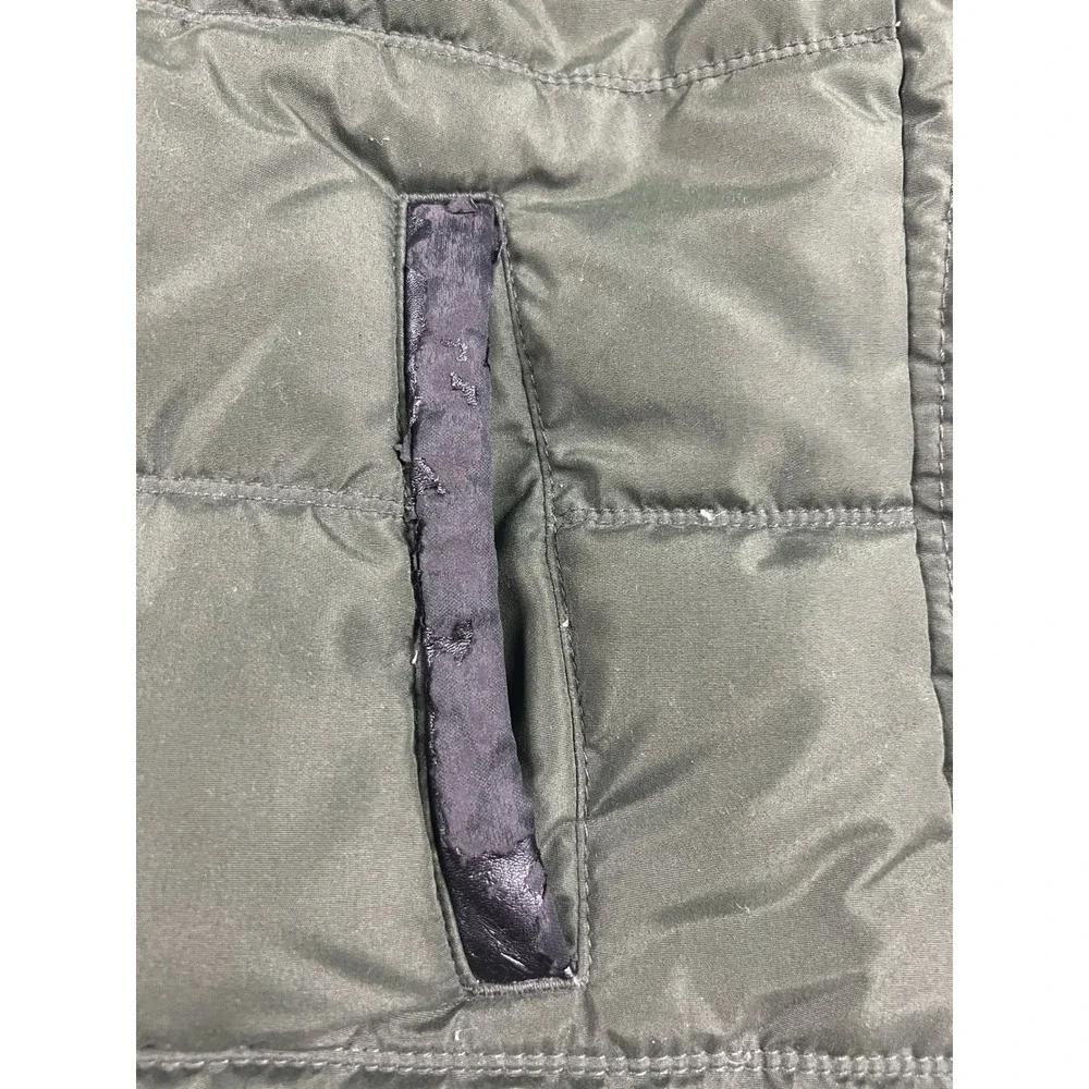 Old Navy‎ Puffer Jacket Womens L Olive Green Faux Fur Hood Quilted Winter Coat